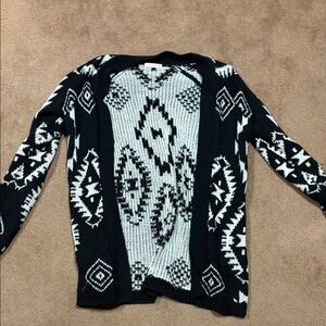 Ardene Black and White Geometric Cardigan